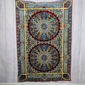 VTG 70s Moroccan Mandala Velvet Tapestry Rug Wall Hanging, 49x72